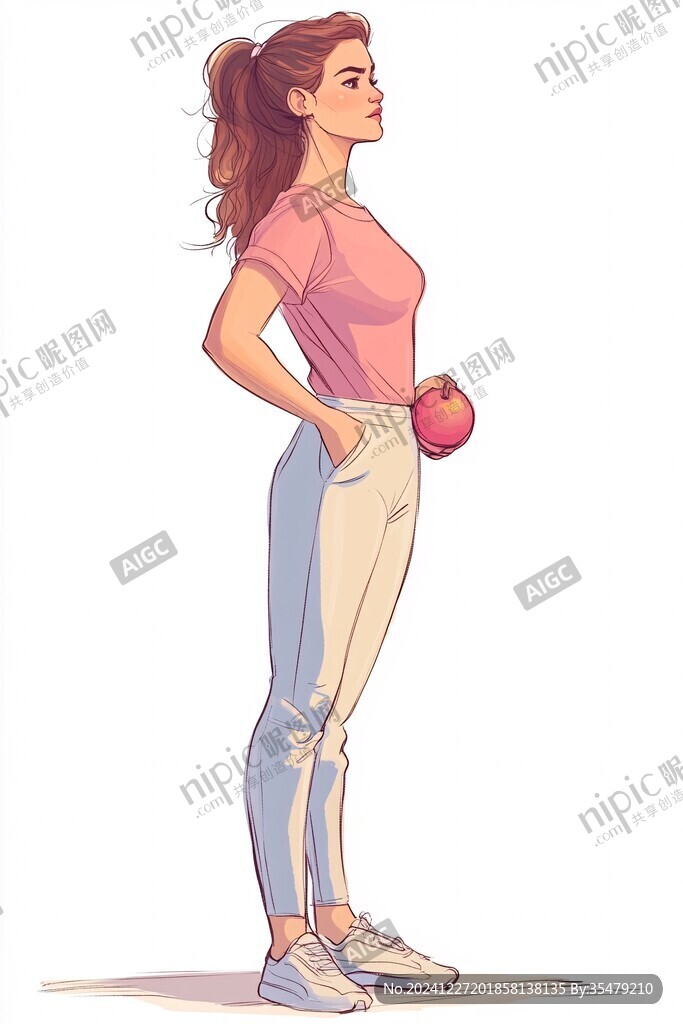 健身人物手繪插畫