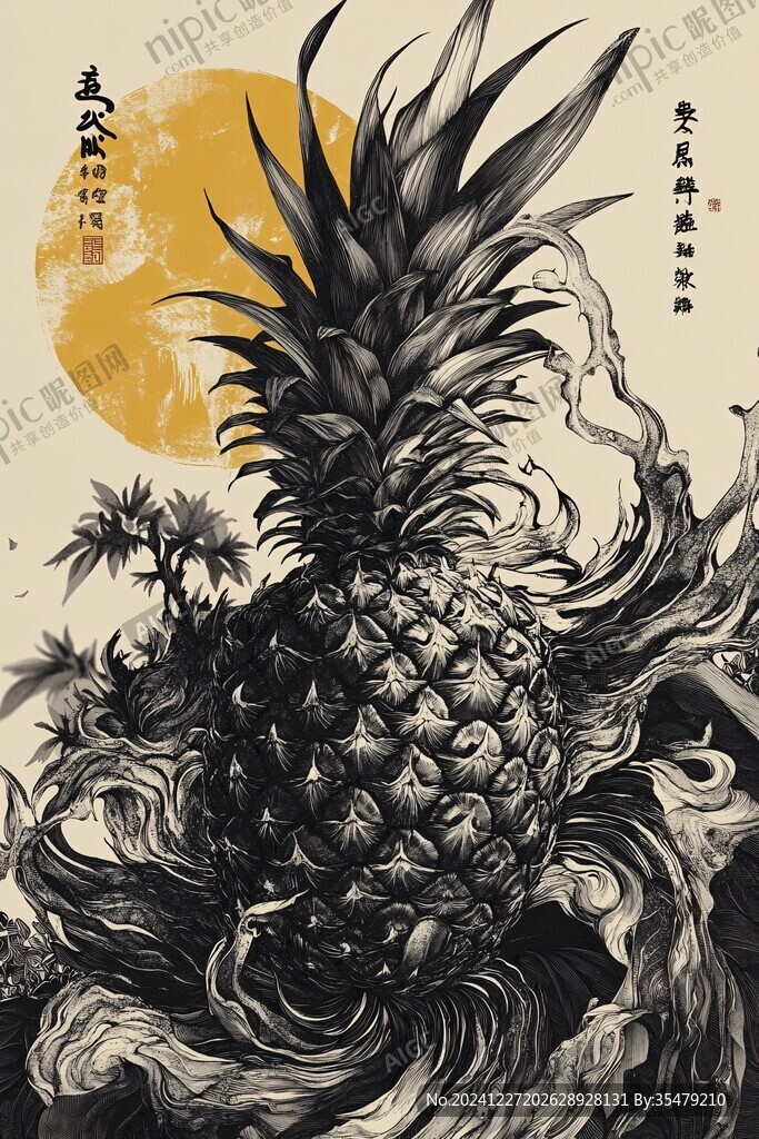 手繪菠蘿海報