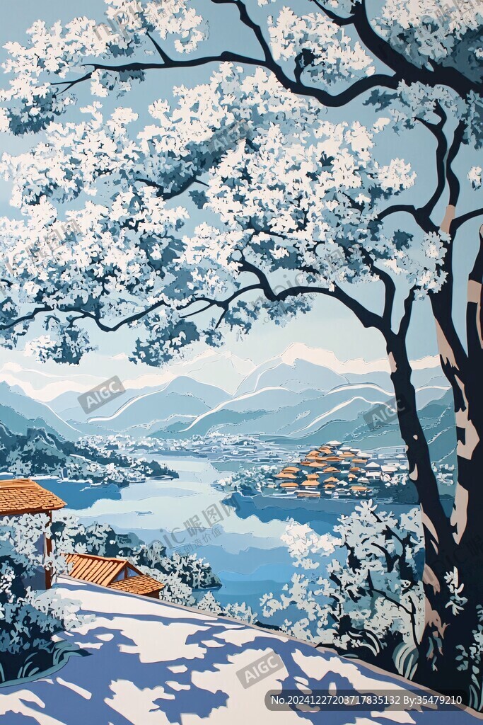 橫店插畫橫店水墨山水