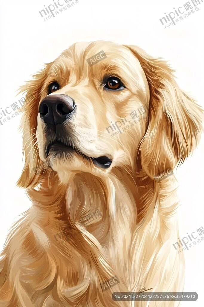 手繪金毛犬