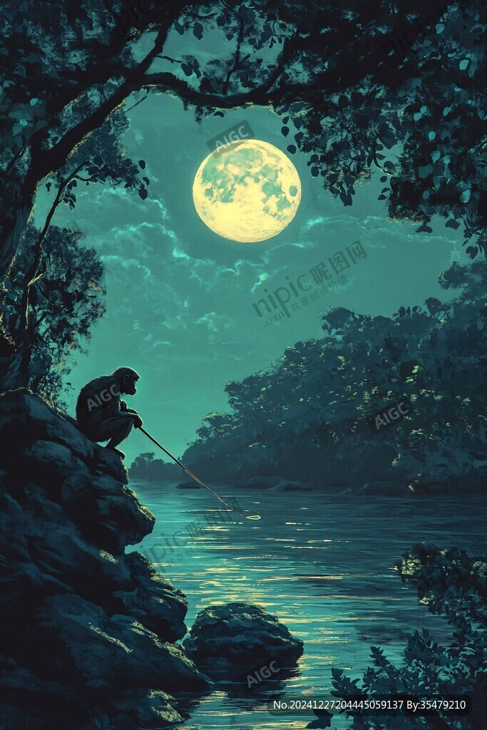 禪境秋夜極品意境插畫