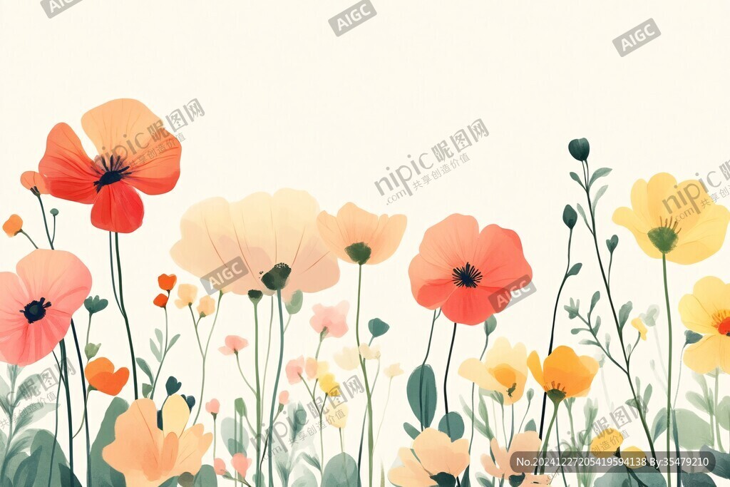 花叢插畫