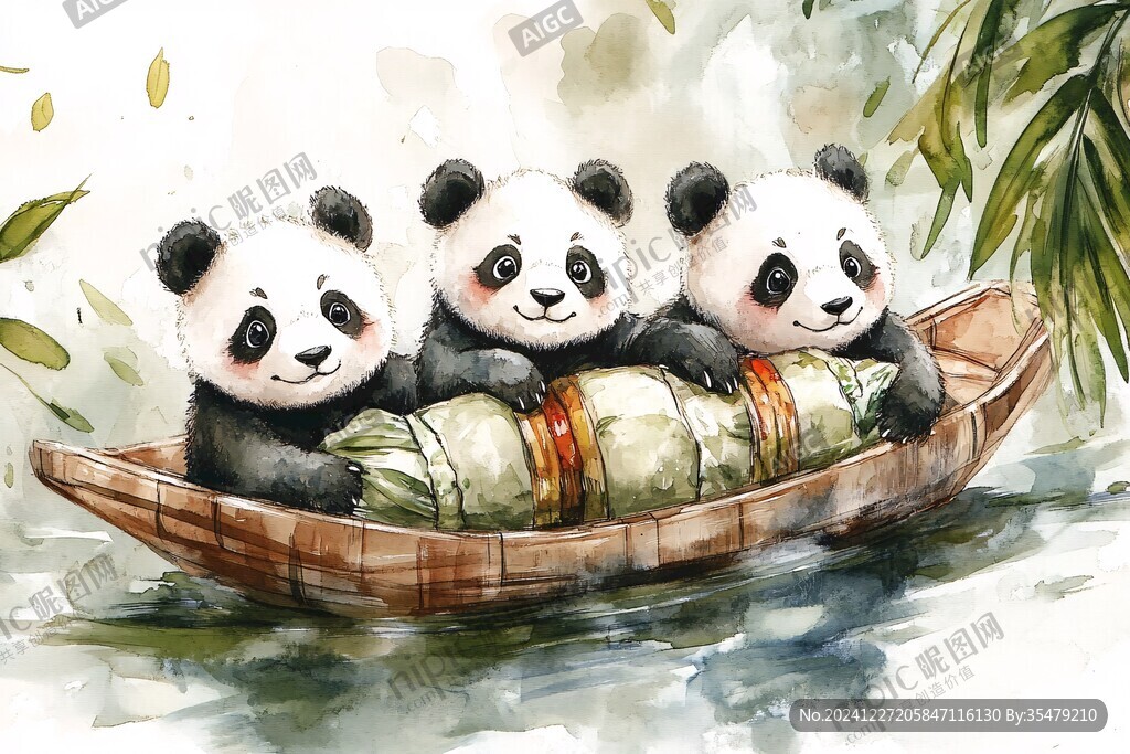 大熊貓美食插畫