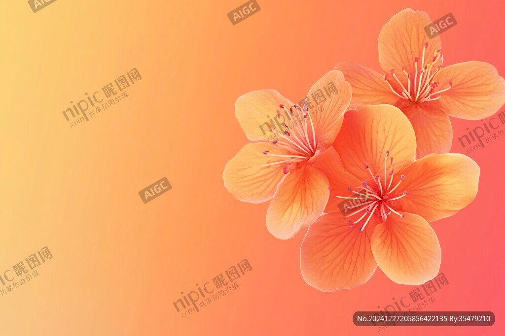 森系粉橙色花朵背景