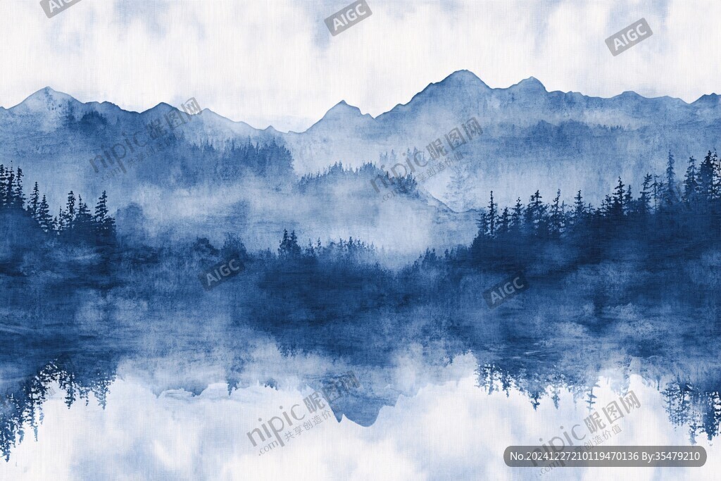 寬幅水墨山景