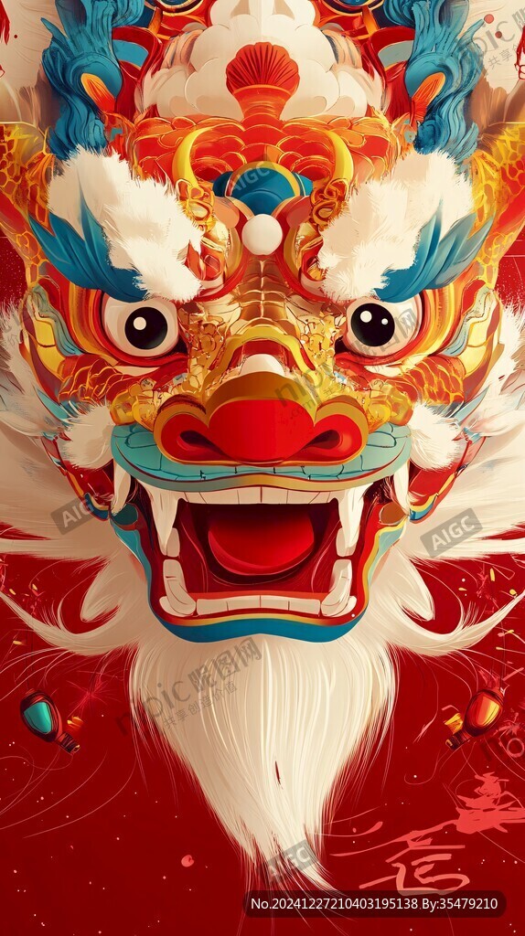 舞獅包裝插畫