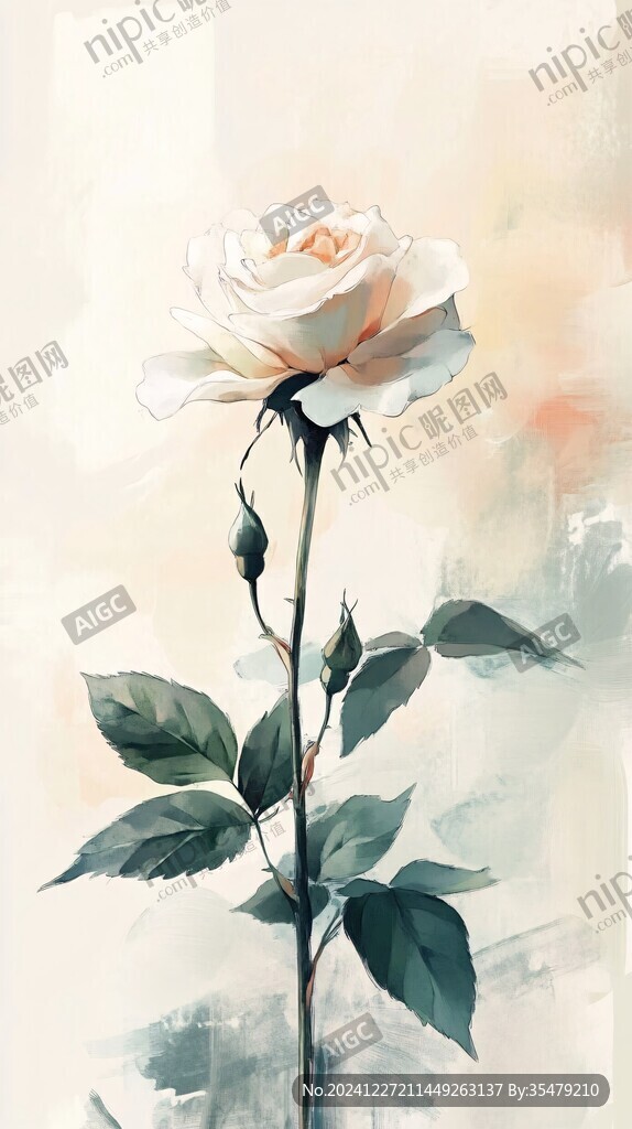 插畫月季花