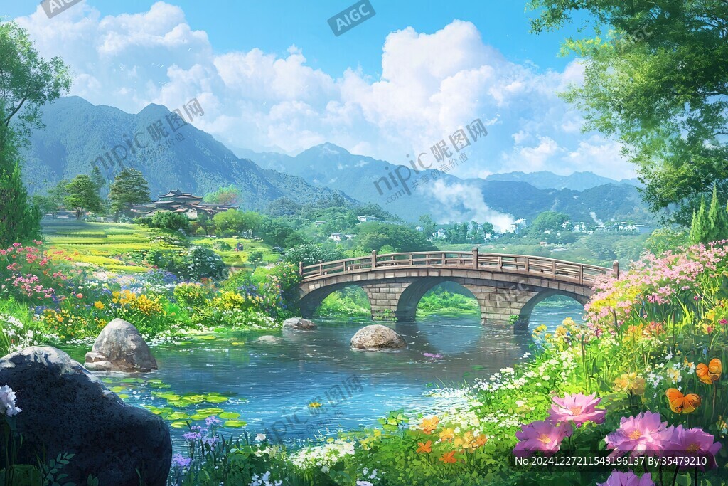 山水石拱橋效果圖