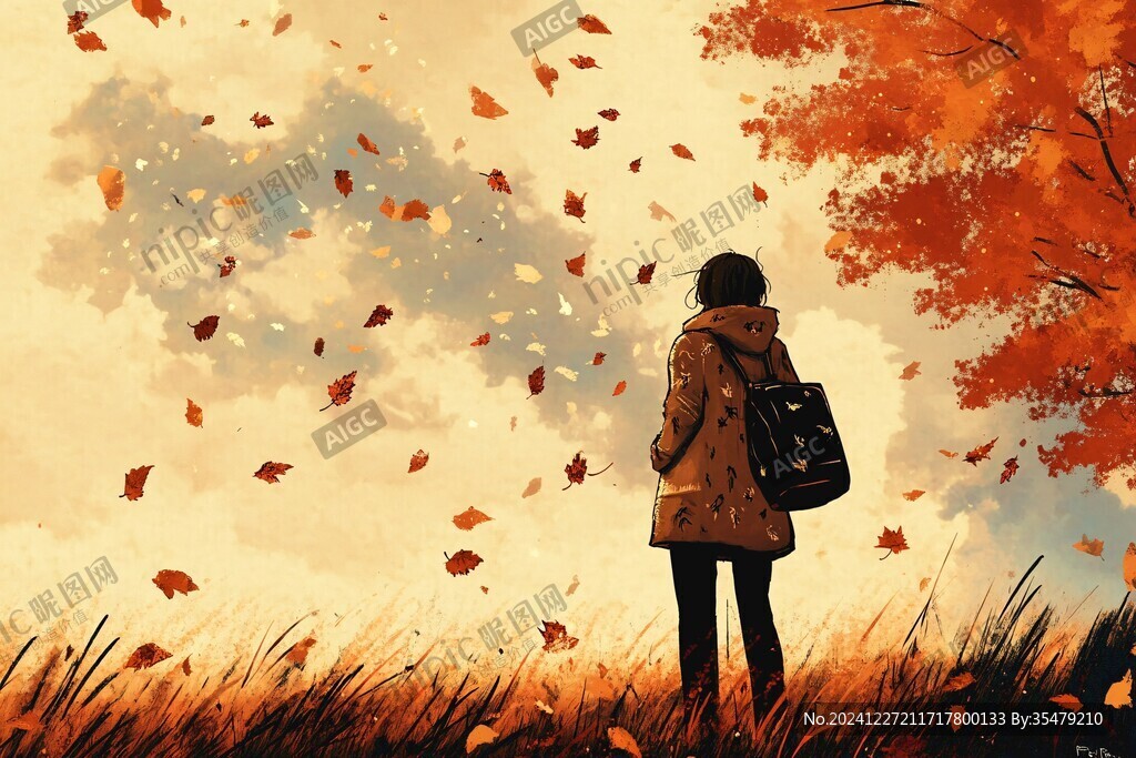 秋天治愈插畫