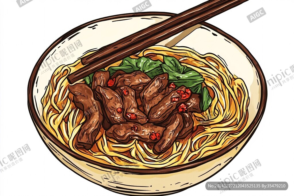黃花牛肉面插畫