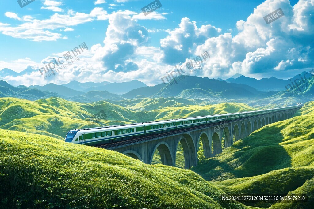 草原上行駛的高速列車