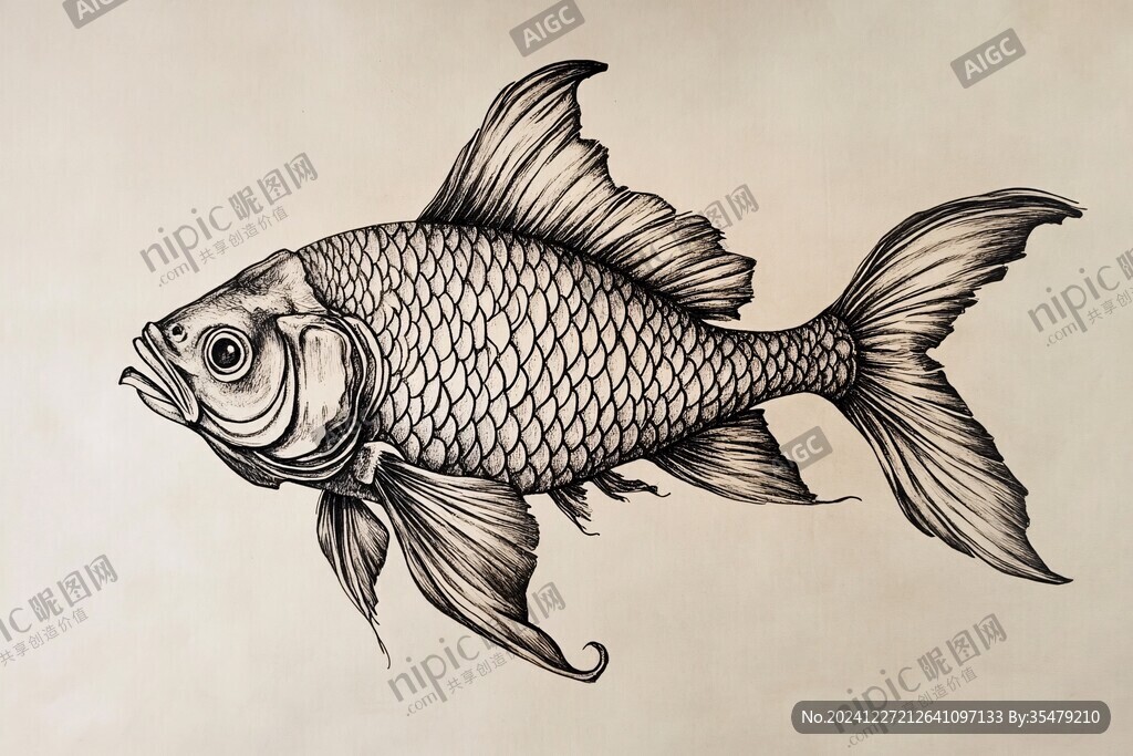 手繪金龍魚