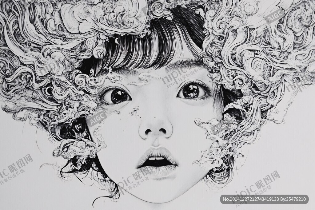 黑白畫創意插畫