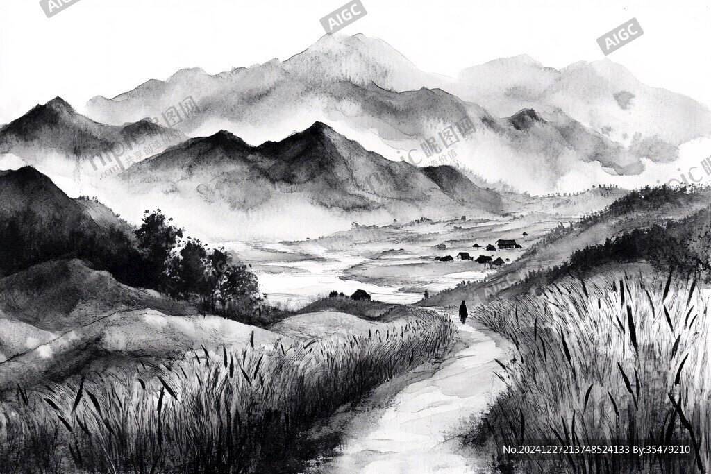 插畫(huà)華南水彩水墨山水