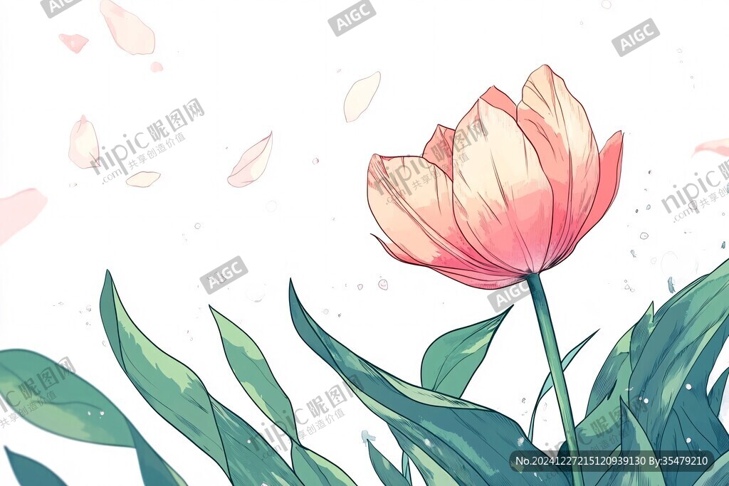 郁金香唯美插畫