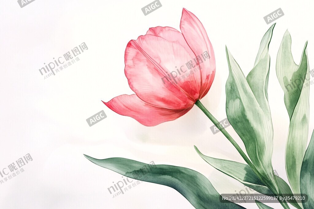 郁金香手繪肌理插畫