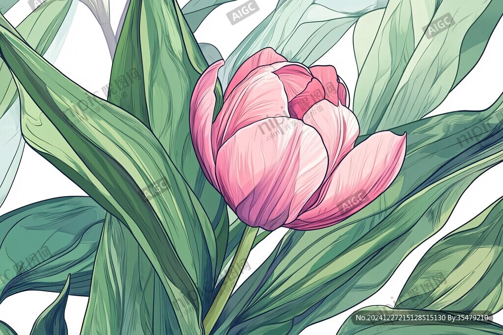 手繪郁金香插畫