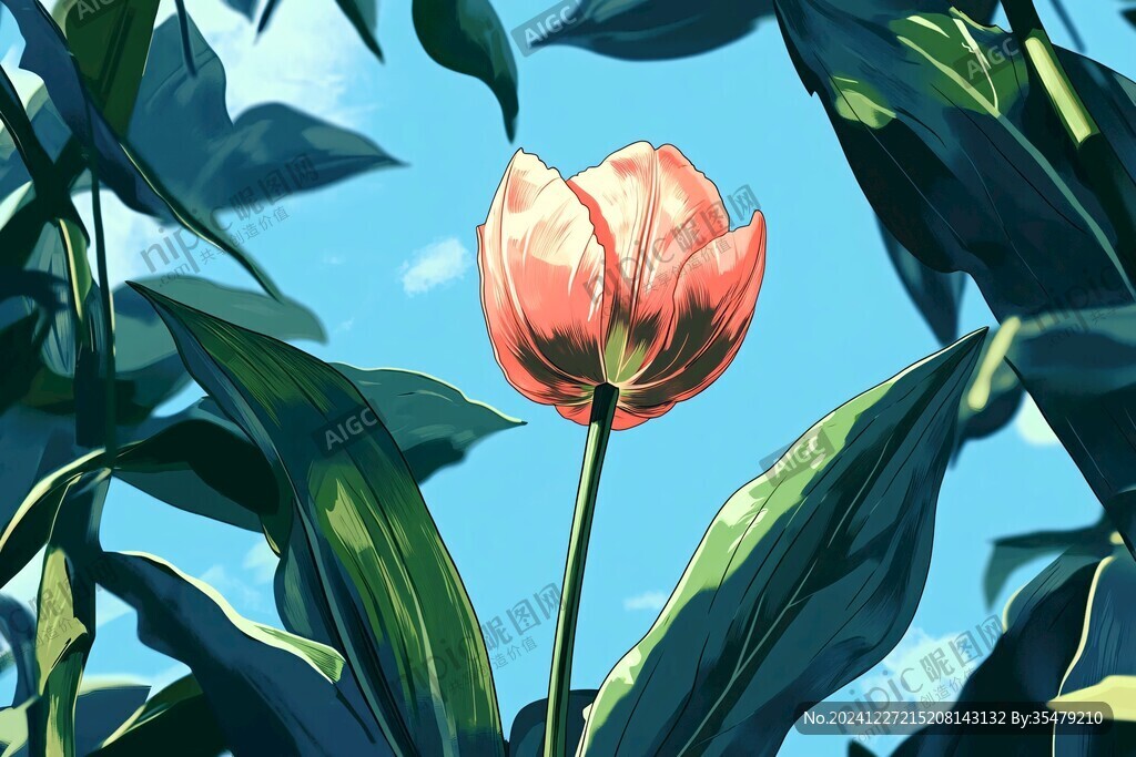 郁金香唯美插畫