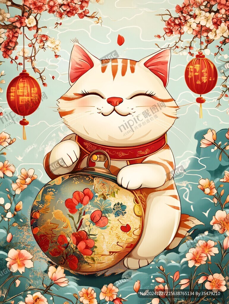 招財(cái)貓插畫