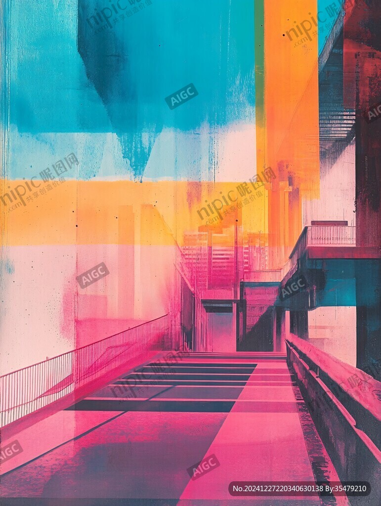 色塊底紋建筑
