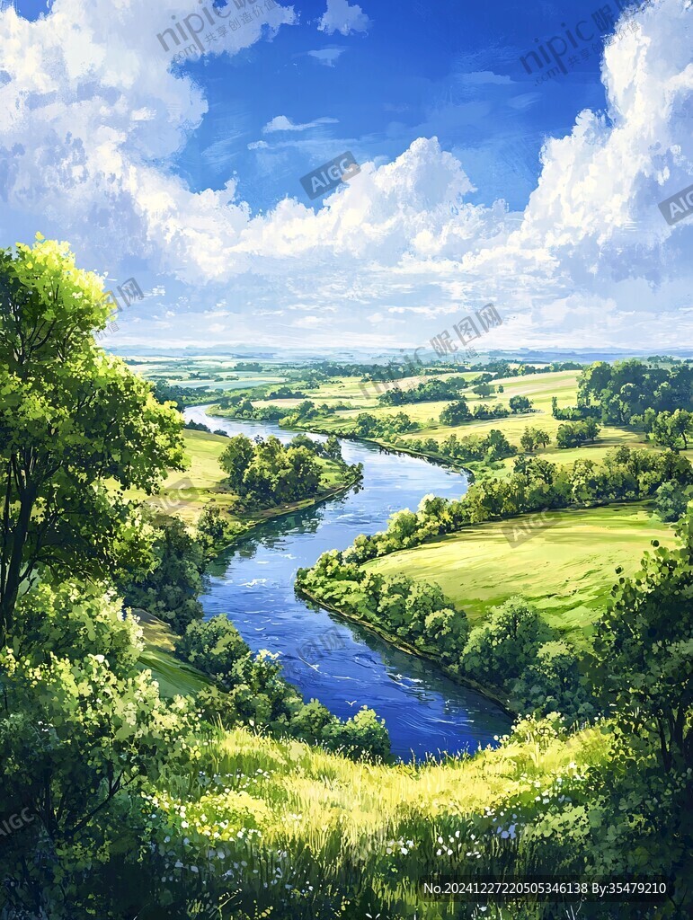 河流溪流草地