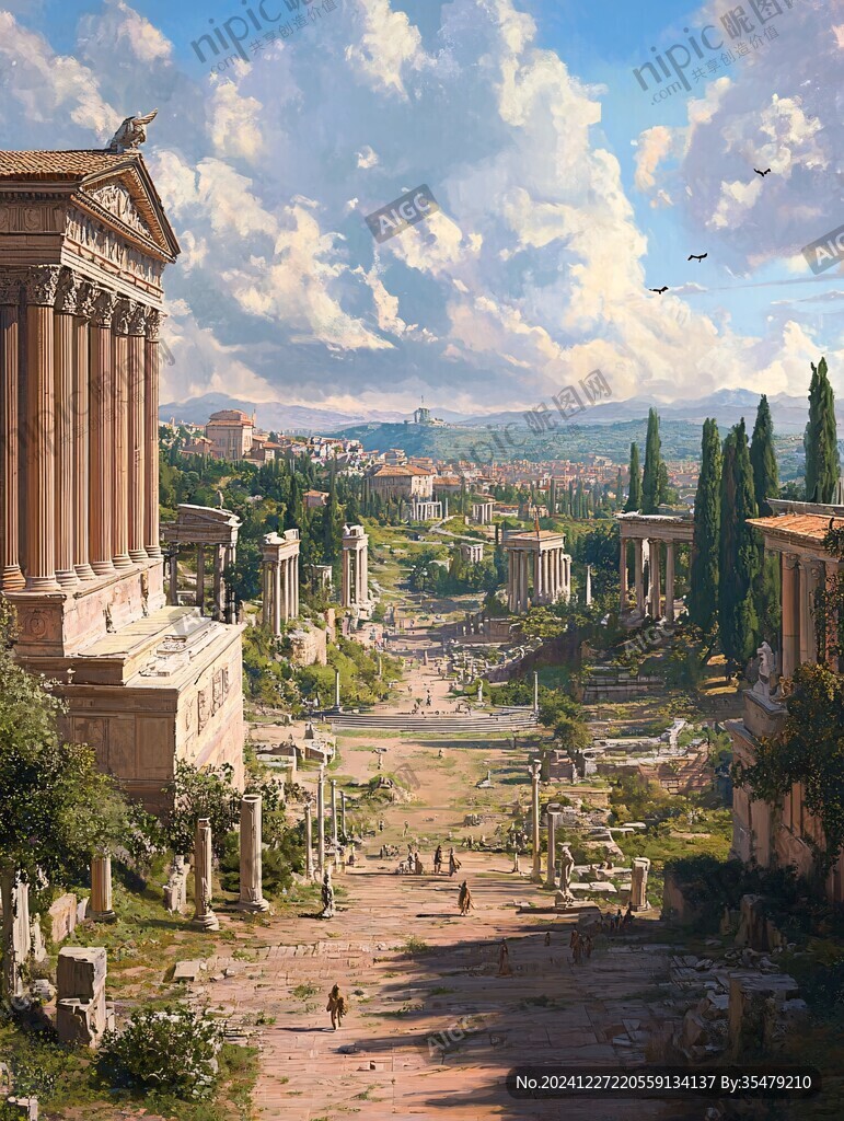 雅典插畫宣傳素材背景