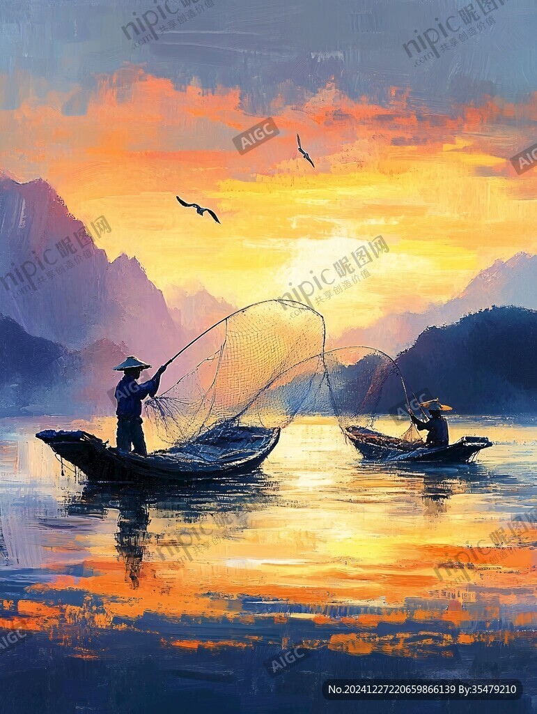 垂釣插畫