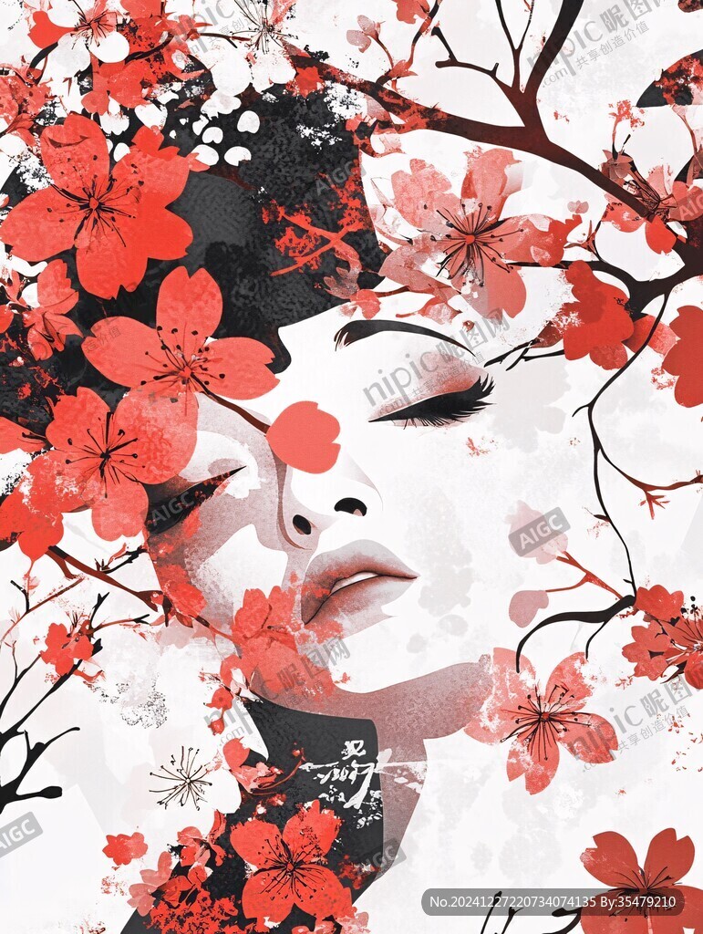 木棉花美女插畫