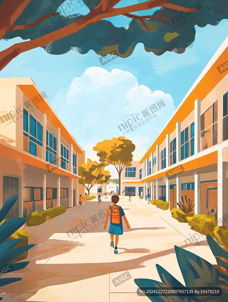 校園場景插畫