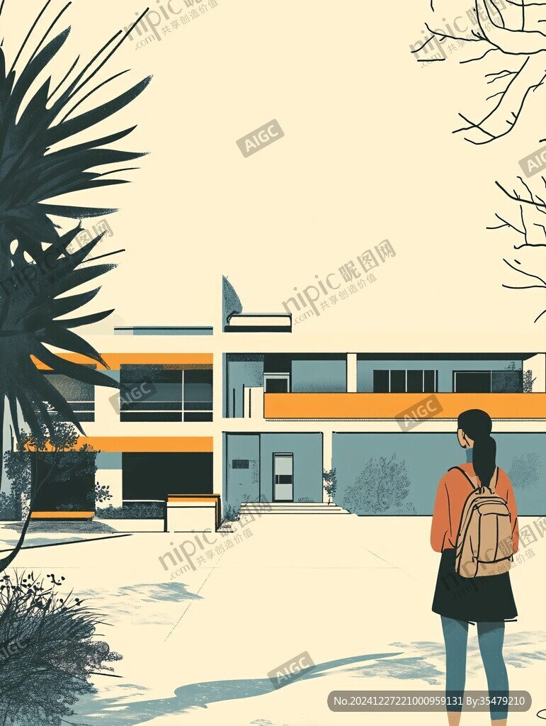 教學(xué)樓插畫