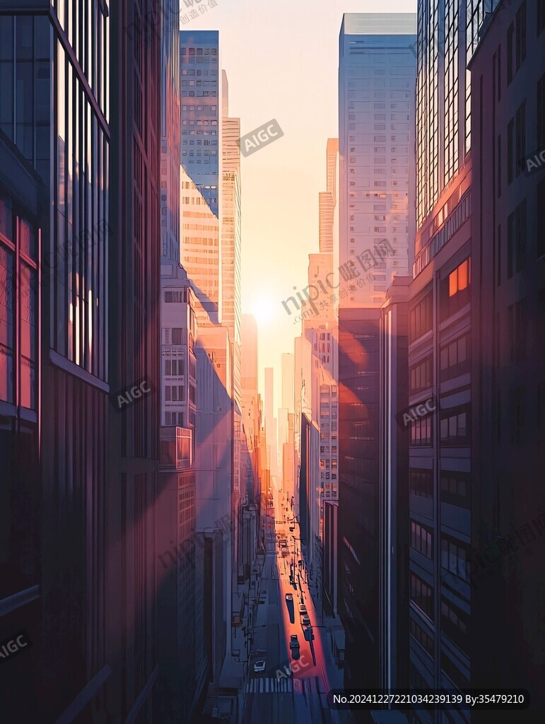 日落街道插畫