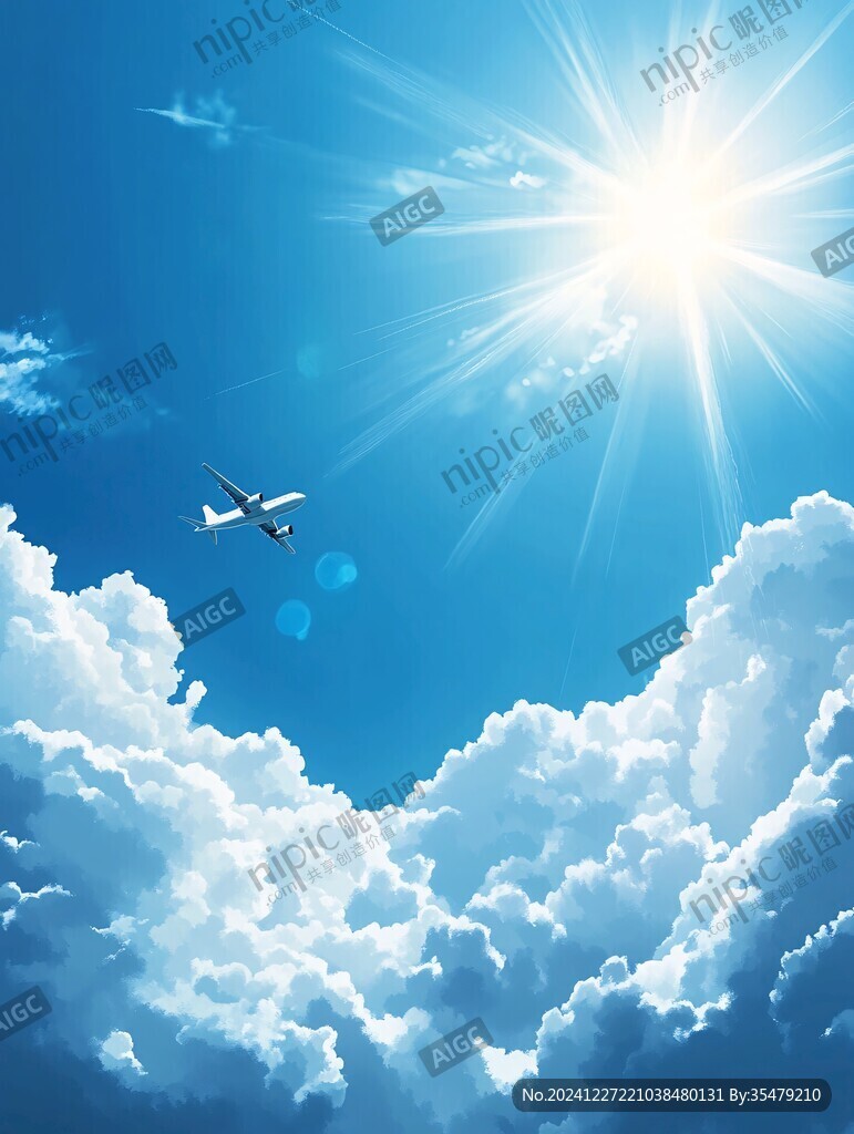 藍天白云太陽光