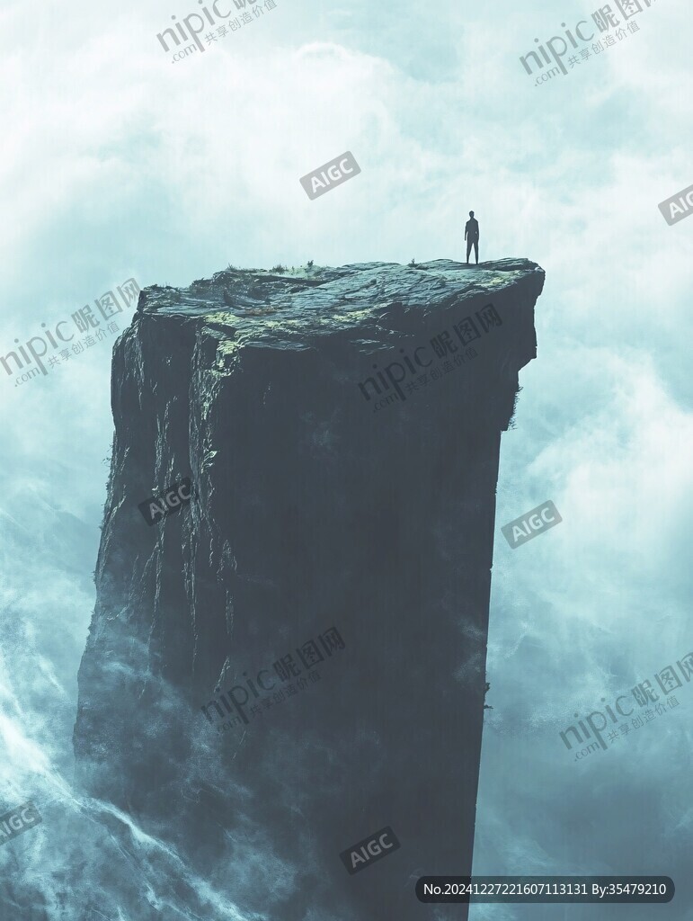 站在懸崖邊上男人背影