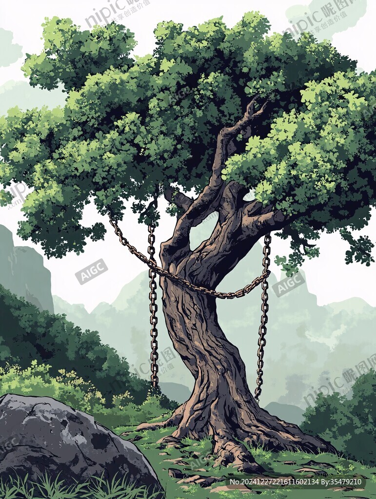 爬樹插畫