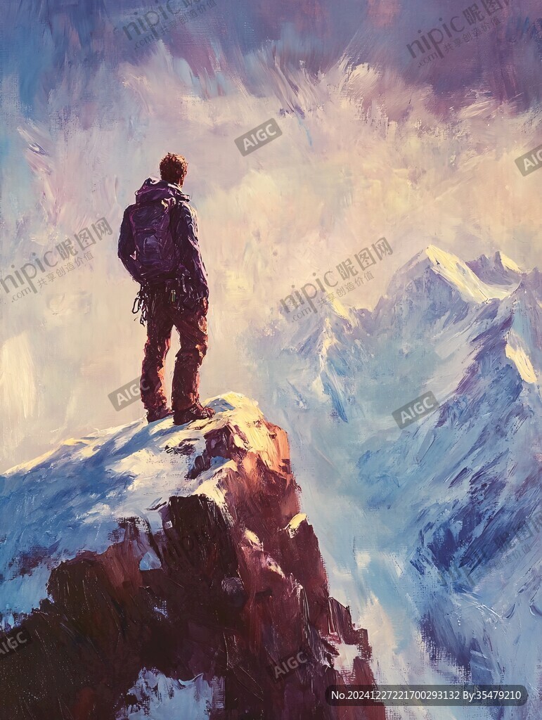登山者背影