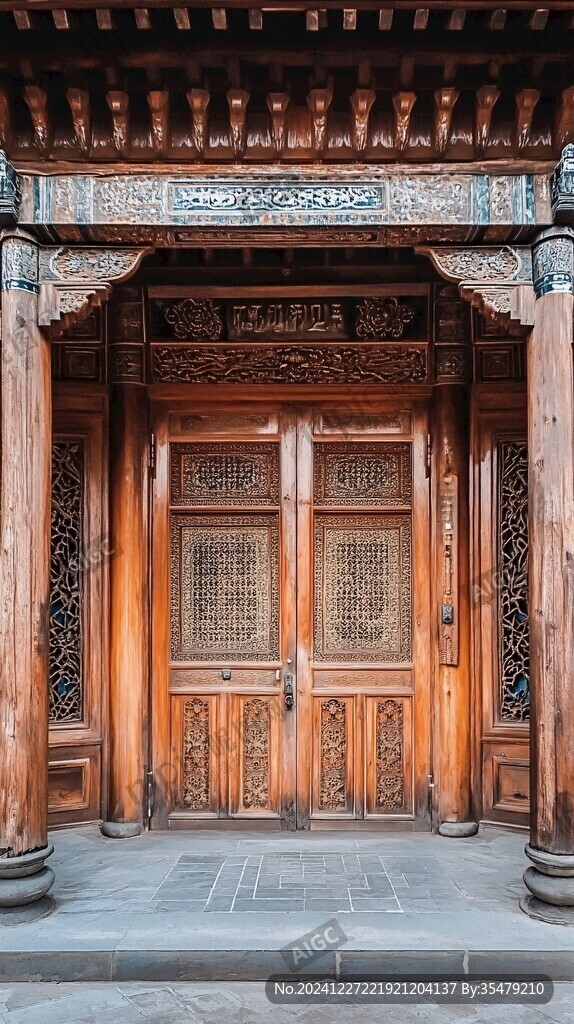 中式木門木構建筑