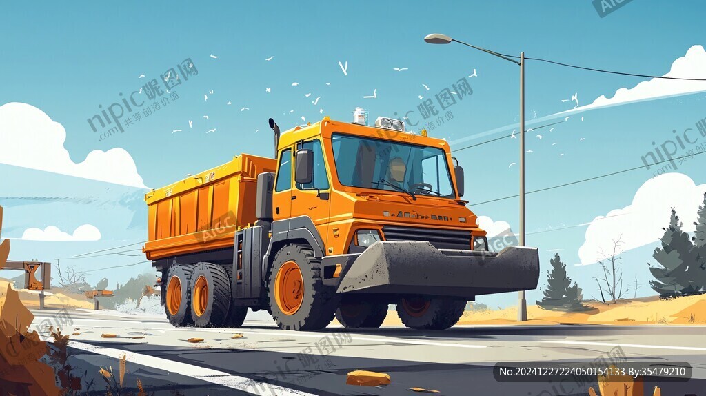 翻斗車插畫