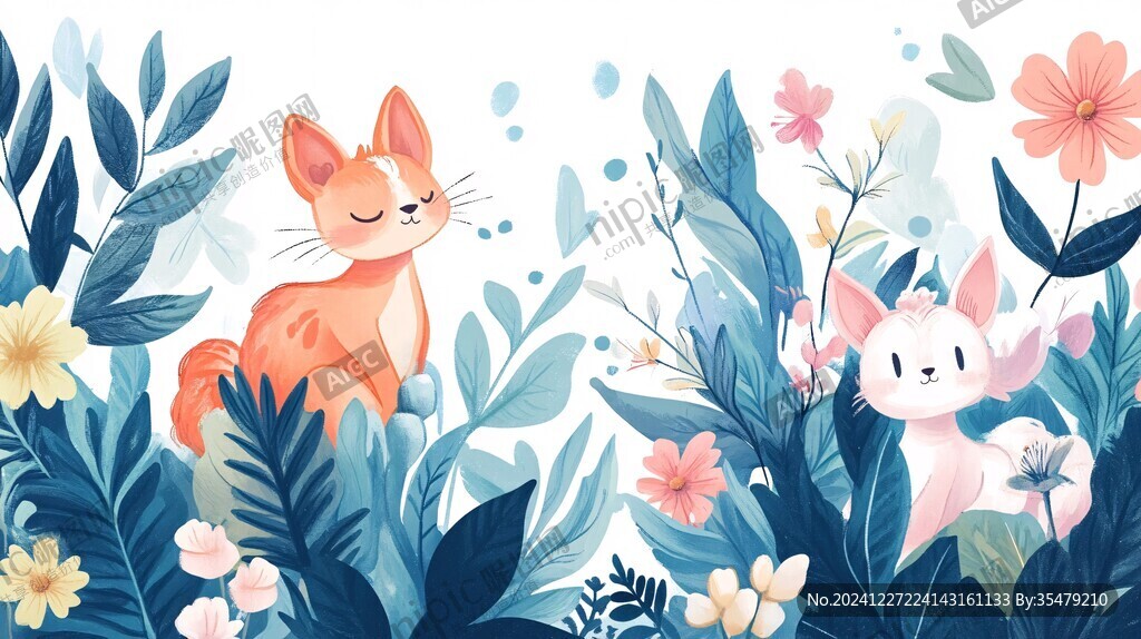 狐貍花草插畫