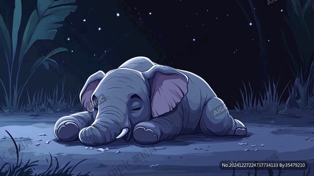 非洲野生動物小象插畫
