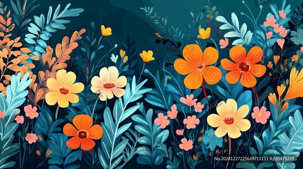 植物背景扁平插畫