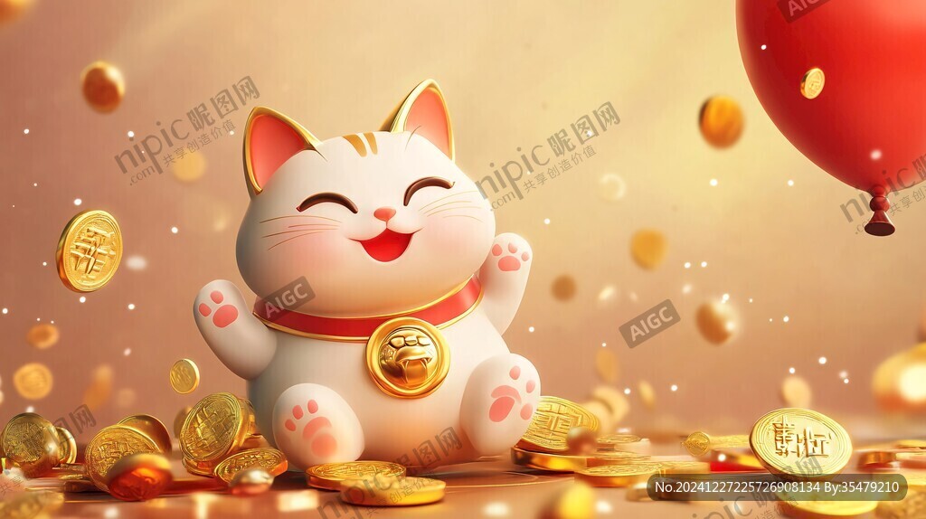 招財貓恭喜發(fā)財大拜年