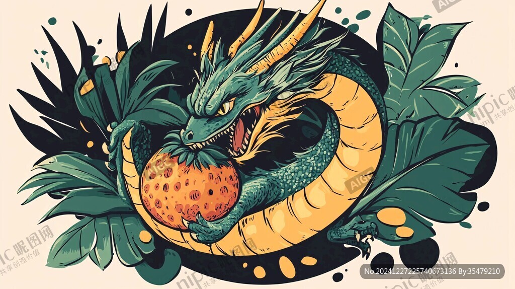 端午龍元素插畫
