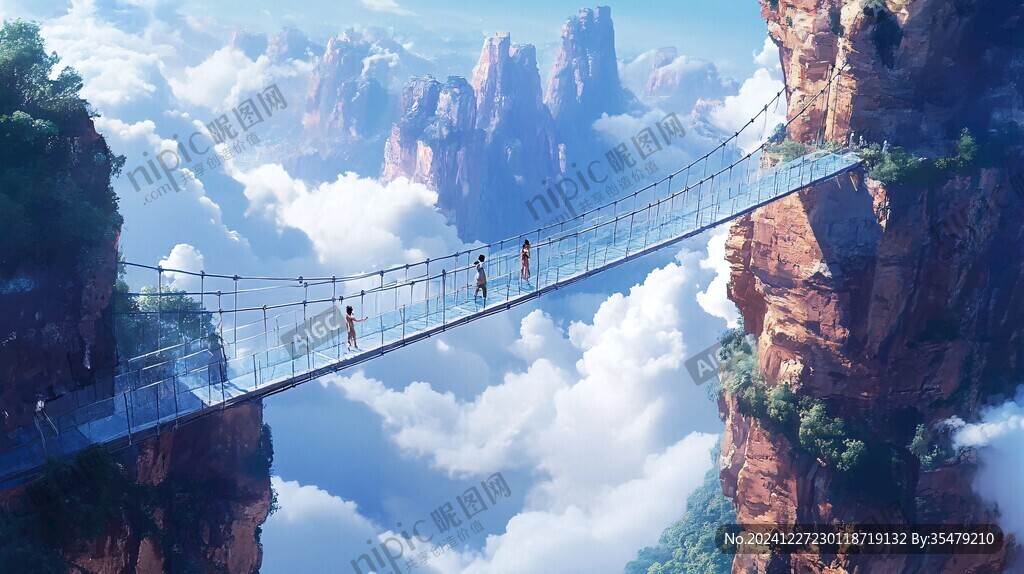玻璃橋風景印象背景