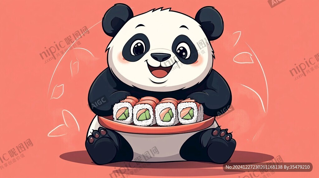 熊貓火鍋插畫
