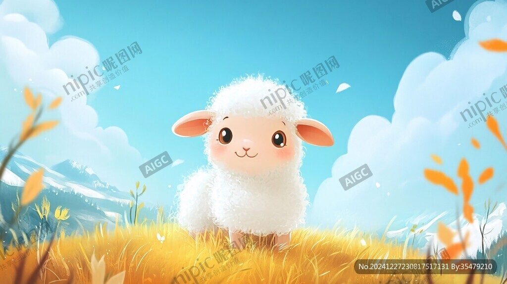 萌系小羊插畫