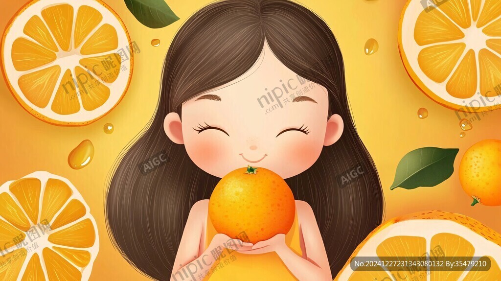 冰糖橙包裝插畫
