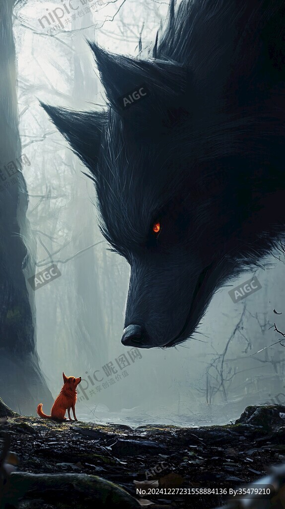 小紅帽與大灰狼插畫