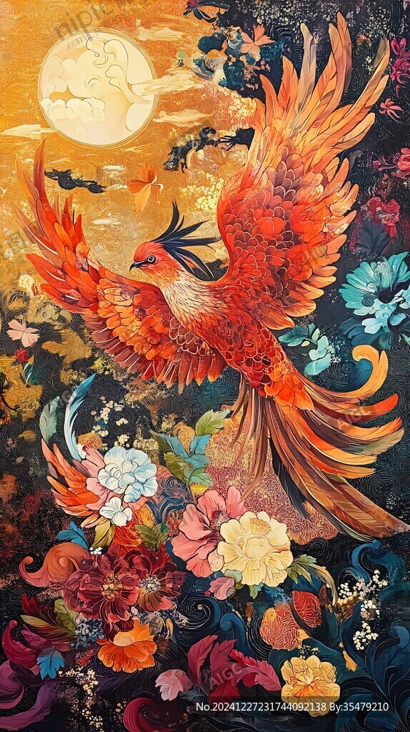 插畫百鳥朝鳳