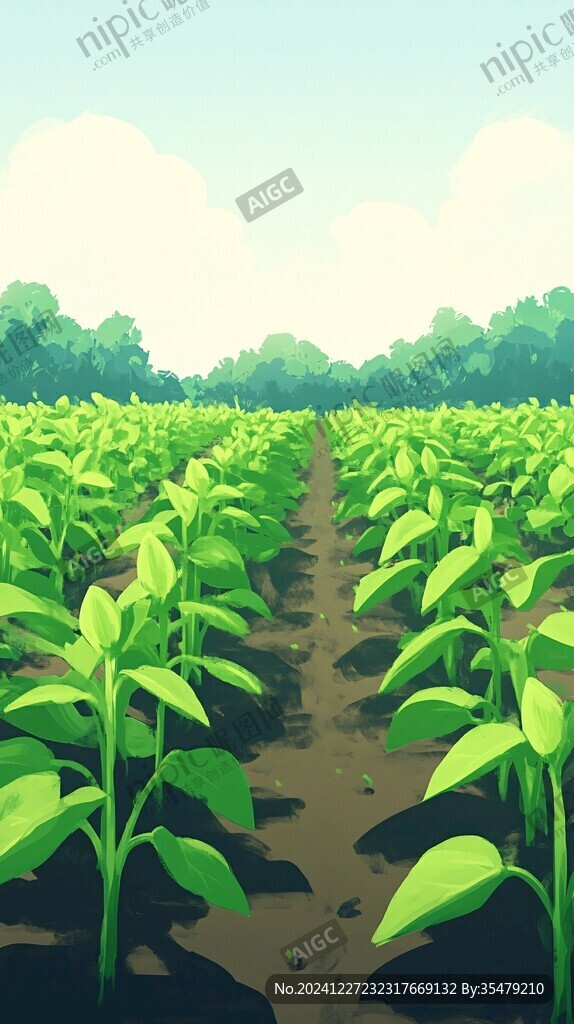薏米秧苗插畫