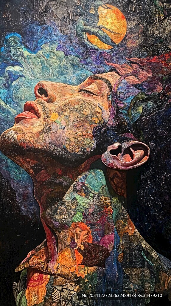 人臉色塊拼接裝飾畫